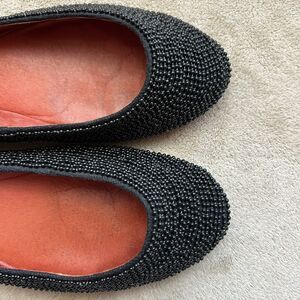 Jeffrey Campbell Stroke Black Beaded Ballet Flat Shoes Women’s 7 Round Toe Chic